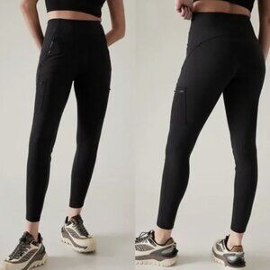 Athleta Headlands Hybrid High Rise Cargo Legging, Size 8, Black, Regular